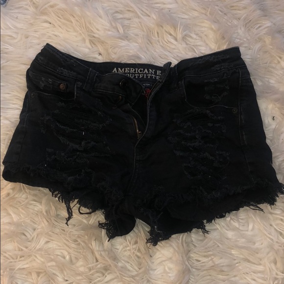 American eagle high rise black short shorts - Picture 1 of 4